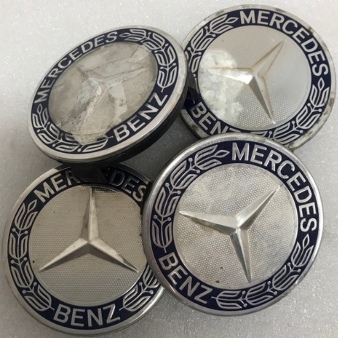 Set of 4 Mercedes 75MM Classic Dark Blue Wheel Center Hub Caps AMG b43 ...