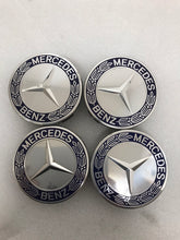 Load image into Gallery viewer, Set of 4 Mercedes 75MM Classic Dark Blue Wheel Center Hub Caps 985c0799