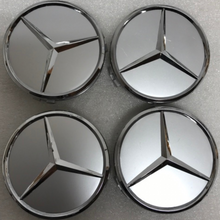 Load image into Gallery viewer, Set of 4 Mercedes-Benz Silver Wheel Center Hub Caps ab9ea5fa