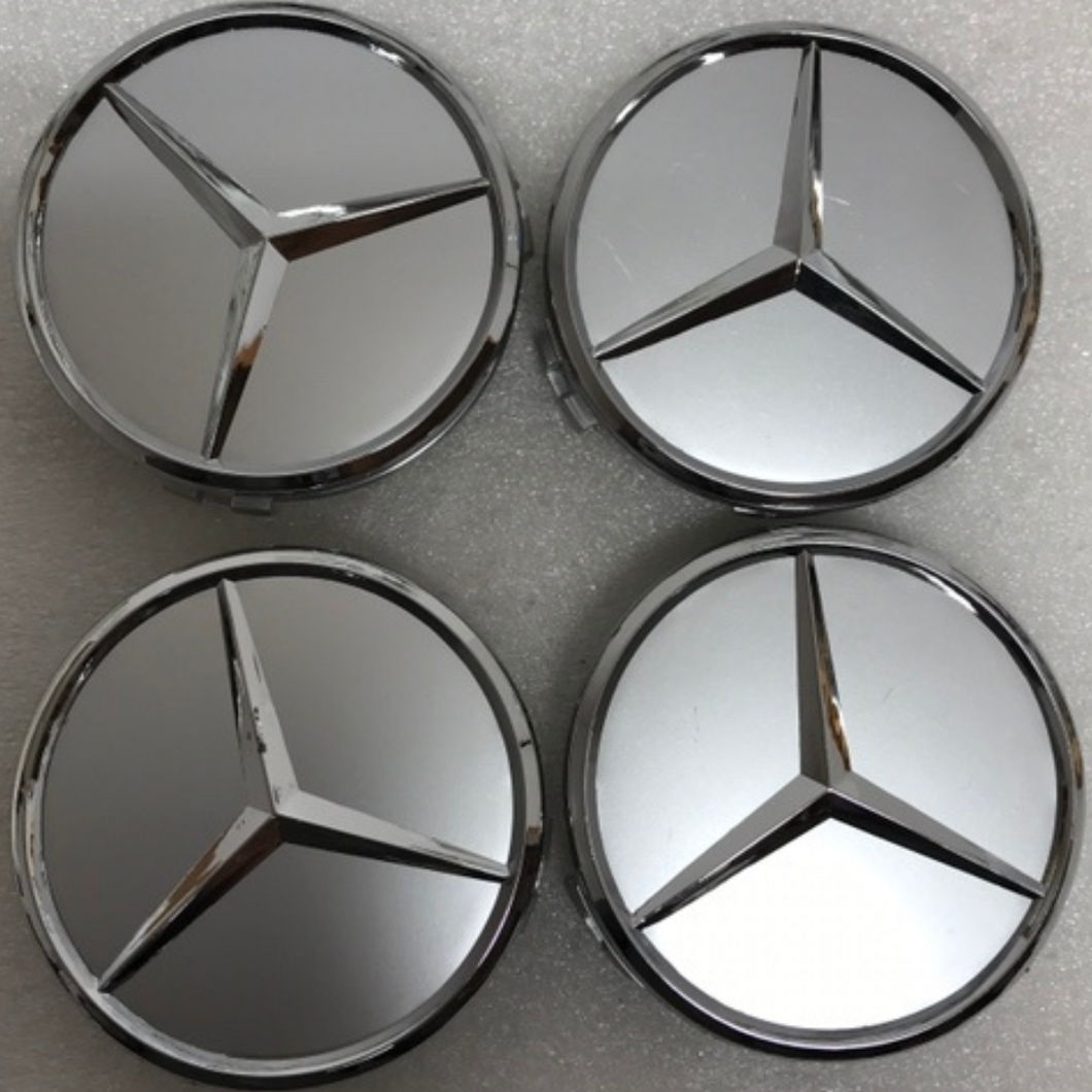 Set of 4 Mercedes-Benz Silver Wheel Center Hub Caps ab9ea5fa