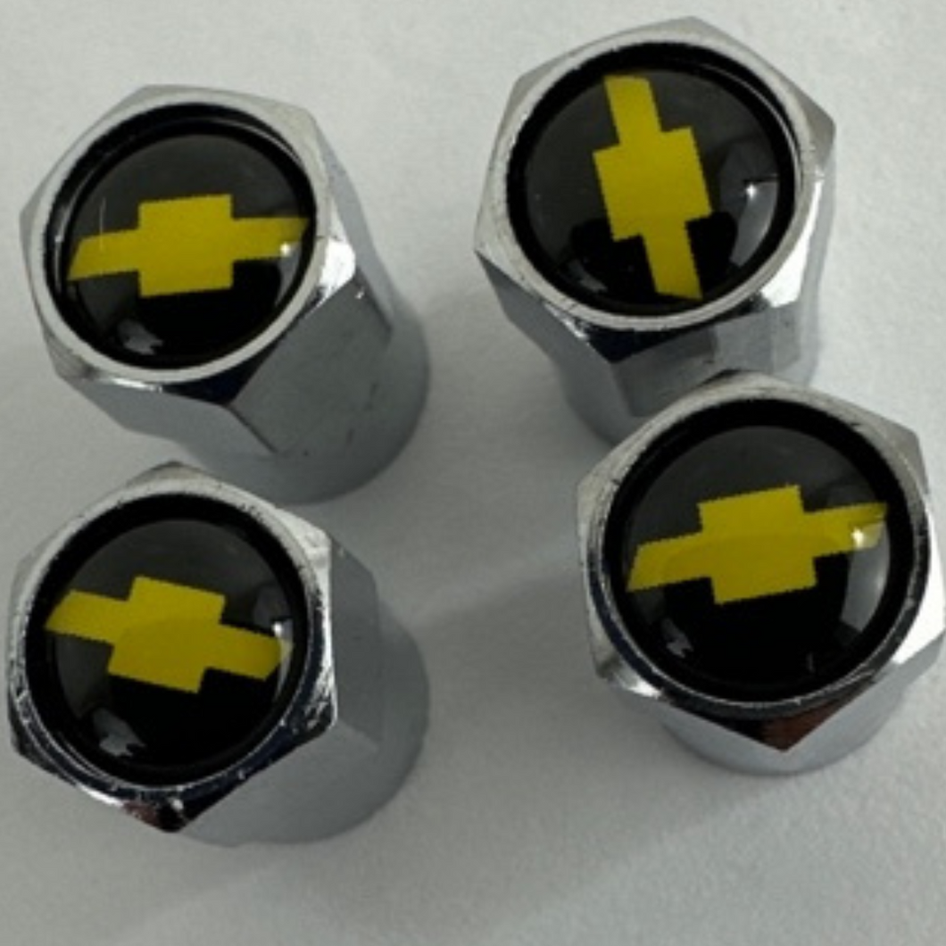 Set of 4 Universal Chevrolet Silver Wheel Stem Air Valve Caps 91BC4EE4