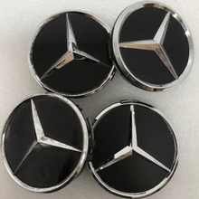 Load image into Gallery viewer, Set of 4 Mercedes-Benz Matte Black Wheel Center Hub Caps 75mm 040a7d0b