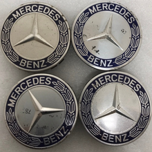 Load image into Gallery viewer, Set of 4 Mercedes 75MM Classic Dark Blue Wheel Center Hub Caps bf8f3550