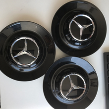Load image into Gallery viewer, Set of 3 Mercedes Benz OEM Genuine Black Wheel Center Caps 2b2a0969 A0004001100