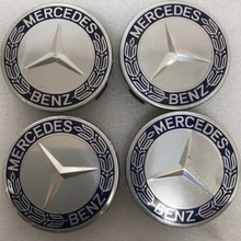 Load image into Gallery viewer, Set of 4 Mercedes 75MM Classic Dark Blue Wheel Center Hub Caps c9a27a3b