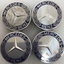 Load image into Gallery viewer, Set of 4 Mercedes 75MM Classic Dark Blue Wheel Center Hub Caps 98f7726b