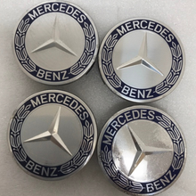 Load image into Gallery viewer, Set of 4 Mercedes 75MM Classic Dark Blue Wheel Center Hub Caps 19460d7c