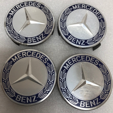 Load image into Gallery viewer, Set of 4 Mercedes 75MM Classic Dark Blue Wheel Center Hub Caps 1358ec0d