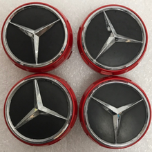Load image into Gallery viewer, Set of 4 Mercedes-Benz AMG 75mm Red Surround Wheel Center Cap b24aa877