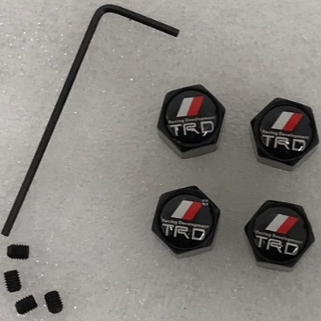 Set of 4 TRD Racing Development Tire Valve Stem Caps For Car with key 60a8b953