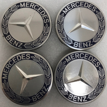 Load image into Gallery viewer, 4PC Mercedes 75MM Classic Dark Blue Wheel Center Hub Caps AMG Wreath bb7a31a9