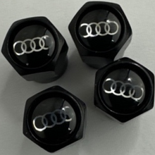 Load image into Gallery viewer, Set of 4 Universal Audi Black Wheel Stem Air Valve Caps 914740acB