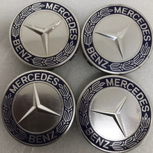 Load image into Gallery viewer, Set of 4 Mercedes 75MM Classic Dark Blue Wheel Center Hub Caps 560f8fcc