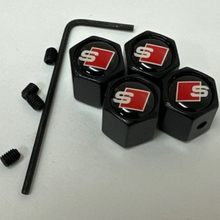 Load image into Gallery viewer, Set of 4 Universal S Wheel Stem Air Valve Caps Anti-theft Cover Kit