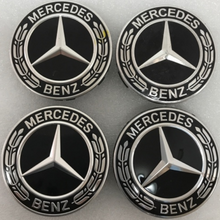 Load image into Gallery viewer, Set of 4 Mercedes-Benz Black Wheel Center Caps 75MM A1714000025 98b5d00A