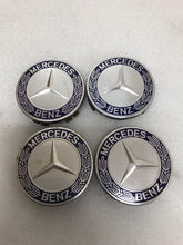Load image into Gallery viewer, Set of 4 Mercedes Classic Dark Blue Wheel Center Hub Caps AMG Wreath 76f2cc15
