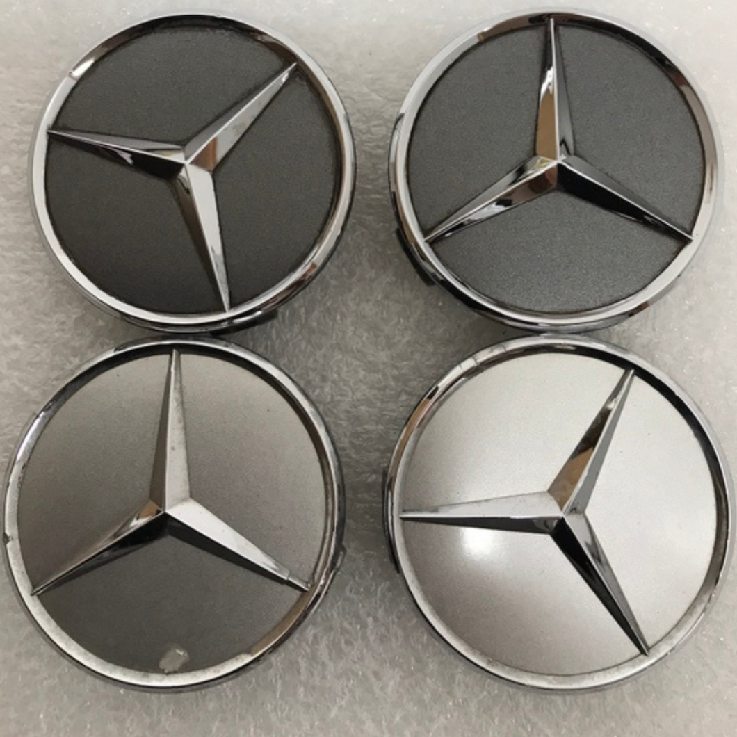 Set of 4 Mercedes-Benz Silver Wheel Center Hub Caps 75mm f87c4ef6