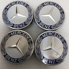 Load image into Gallery viewer, Set of 4 Mercedes 75MM Classic Dark Blue Wheel Center Hub Caps 36f9d016