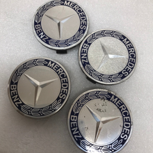 Load image into Gallery viewer, Set of 4 Mercedes 75MM Classic Dark Blue Wheel Center Hub Caps fb73984b