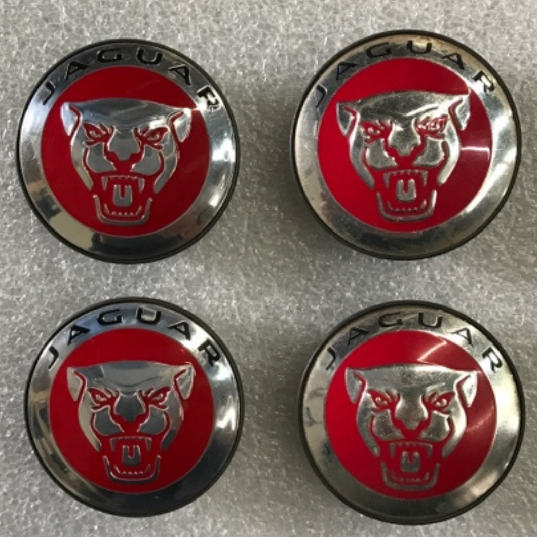 Set of 4 Jaguar Center Cap PA6-M20-GF10 Red Logo f76d2c5d