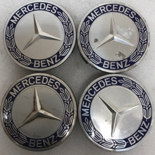 Load image into Gallery viewer, Set of 4 Mercedes Classic Dark Blue Wheel Center Hub Caps AMG Wreath a539ea04