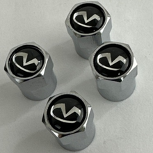 Load image into Gallery viewer, Set of 4 Universal Infiniti Silver Wheel Stem Air Valve Caps d3debc64