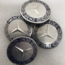Load image into Gallery viewer, Set of 4 Mercedes 75MM Classic Dark Blue Wheel Center Caps AMG Wreath 46259a2e
