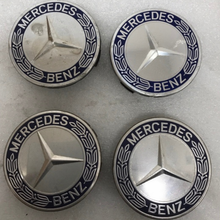 Load image into Gallery viewer, Set of 4 Mercedes  Classic Dark Blue Wheel Center Hub Caps AMG Wreath 3efb06a7