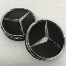 Load image into Gallery viewer, Set of 2 Mercedes-Benz Black Wheel Hub Center Caps 4bd211f0