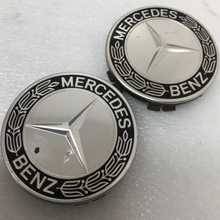 Load image into Gallery viewer, Set of 2 Mercedes 75MM Classic Dark Wheel Center Hub Caps AMG Wreath dd6980c2