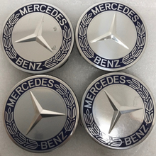 Load image into Gallery viewer, Set of 4 Mercedes 75MM Classic Dark Blue Wheel Center Hub Caps b73b15cb