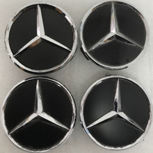 Load image into Gallery viewer, Set of 4 Mercedes-Benz Matte Black Wheel Center Hub Caps Set 75mm 15566df6