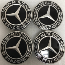 Load image into Gallery viewer, Set of 4 Mercedes-Benz Wheel Center Caps 75mm Classic Black d8e86b2f