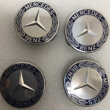 Load image into Gallery viewer, 4PC Mercedes 75MM Classic Dark Blue Wheel Center Hub Caps AMG Wreath 331c6574