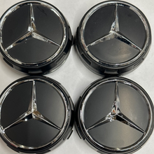 Load image into Gallery viewer, Set of 4 Mercedes Wheel Center Cap Black &amp; Chrome 75 mm A0004000900 1aec94cd