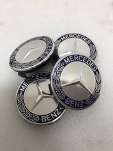 Load image into Gallery viewer, Set of 4 Mercedes 75MM Classic Dark Blue Wheel Center Hub Caps 985c0799