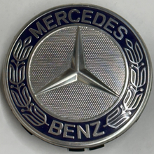 Load image into Gallery viewer, Set of 4 Mercedes-Benz 75MM Dark Blue Wheel Center Caps AMG Wreath c491c1d8