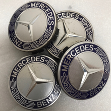 Load image into Gallery viewer, Set of 4 Mercedes 75MM Classic Dark Blue Wheel Center Hub Caps a25fe1cd