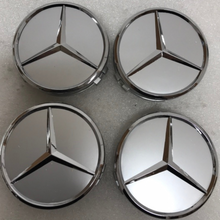 Load image into Gallery viewer, Set of 4 Mercedes-Benz Silver Wheel Center Hub Caps 6e2f76a0