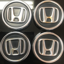 Load image into Gallery viewer, Set of 4 Honda Black Wheel Rim Center Caps Chrome Logo 69mm 1e8da684