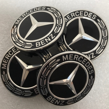 Load image into Gallery viewer, Set of 4 Mercedes-Benz Black Wheel Center Caps d97c1a3