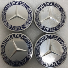 Load image into Gallery viewer, Set of 4 Mercedes 75MM Classic Dark Blue Wheel Center Hub Caps 3c1e018a