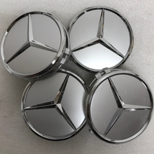 Load image into Gallery viewer, Set of 4 Mercedes-Benz Silver Wheel Center Hub Caps ab9ea5fa