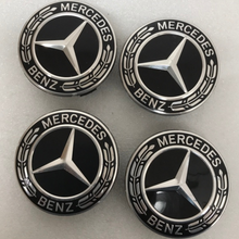 Load image into Gallery viewer, Set of 4 Mercedes-Benz Black Wheel Center Caps 519325c9