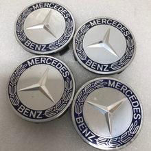 Load image into Gallery viewer, Set of 4 Mercedes 75MM Classic Dark Blue Wheel Center Hub Caps c9a27a3b