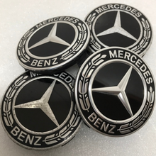 Load image into Gallery viewer, Set of 4 Mercedes-Benz Wheel Center Caps 75mm Classic Black d8e86b2f