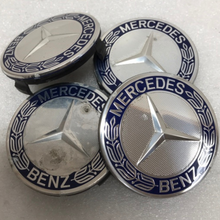 Load image into Gallery viewer, Set of 4 Mercedes Classic Dark Blue Wheel Center Hub Caps AMG Wreath 13e63e80