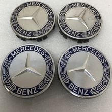 Load image into Gallery viewer, Set of 4 Mercedes 75MM Classic Dark Blue Wheel Center Hub Caps AMG ebb03f8