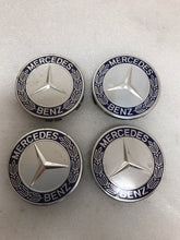 Load image into Gallery viewer, Set of 4 Mercedes Classic Dark Blue Wheel Center Hub Caps AMG Wreath 76f2cc15