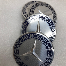 Load image into Gallery viewer, Set of 4 Mercedes 75MM Classic Dark Blue Wheel Center Hub Caps 7aa63f37